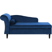 LUIRO - Chaise longue - Marineblauw - Linkerzijde - Fluweel