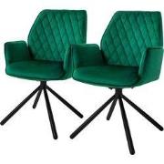 Eetkamerstoel set van 2 draaibaar met rugleuning en armleuningen Donke...