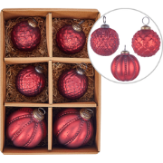 ARGENTIN - Kerstballen set van 6 - Rood - Glas