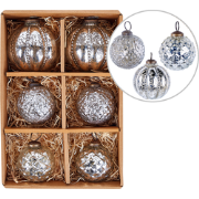 ARGENTIN - Kerstballen set van 6 - Zilver - Glas