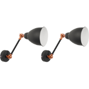 MISSISSIPPI M - Wandlamp set van 2 - Grafietgrijs - Metaal