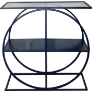 Console met rookglazen blad en ronde metalen poot L80 cm - CLOUDY