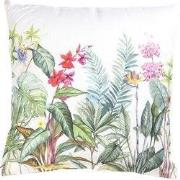 Clayre & Eef Kussenhoes Wit Groen Katoen Jungle Botanics