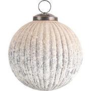 Clayre & Eef Kerstbal Wit Grijs Glas