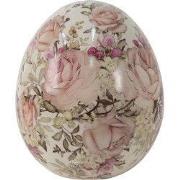 Clayre & Eef Beeld Ei Roze Keramiek Bloemen