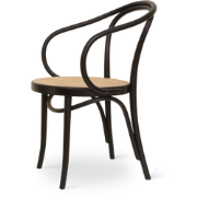 Venice No. 9 houten eetkamerstoel met armleuningen en rotan zitting zw...