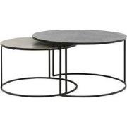 Light&living Salontafel S/2 Ø61x37+Ø76x41 cm RENGO relief zwart+ant br...