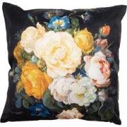 Clayre & Eef Kussenhoes Zwart Geel Polyester Bloemen