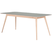 Stafa table houten eettafel whitewash - met linoleum tafelblad dark ol...