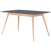 Stafa table houten eettafel whitewash - met linoleum tafelblad nero - ...