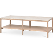 Orwel houten salontafel met travertine tafelblad - whitewash - 140 cm