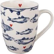 Clayre & Eef Mok Wit Blauw Porselein Vissen