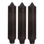 Palermo kaarsen set 3 stuks dia. 3.5 x H 17 cm zwart