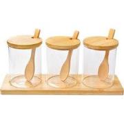 Clayre & Eef Voorraadpot Set van 3 Transparant Glas