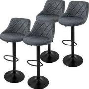 Set van 2 barkrukken 2x antraciet kunstlederen bekleding met rugleunin...