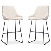 Nino-Isa barkruk bouclé beige - zwart onderstel - 75 cm - set van 2