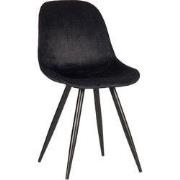 LABEL51 Eetkamerstoel Capri - Zwart - Fluweel - Zwart Metalen Frame