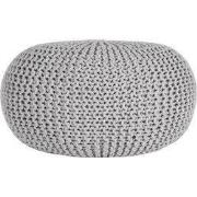 LABEL51 Poef Knitted - Lichtgrijs - Katoen - L