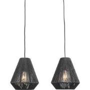 LABEL51 Hanglamp Ibiza - Zwart - Jute - 2-Lichts