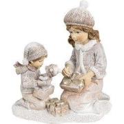 Clayre & Eef Decoratie Beeld Kinderen Beige Polyresin