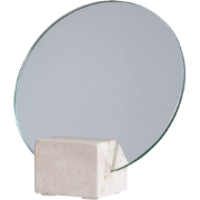 Rixt make-up spiegel met travertijn standaard beige - Ø 18 x 18 cm