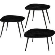 Mica Decorations Bijzettafel Jailey - 62x52x34 cm - Hout - Zwart- Set ...