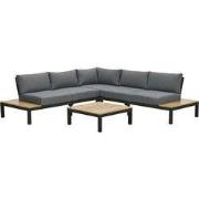 Antoinette lounge set 4-dlg c. black/mystic grey/teak look