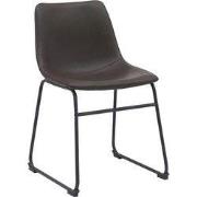 LABEL51 Eetkamerstoel Risto - Donkerbruin - Stof, metaal & hout - Zwar...