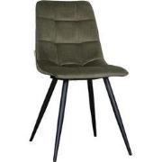 LABEL51 Eetkamerstoel Bistro - Hunter - Fluweel - Zwart Metalen Frame