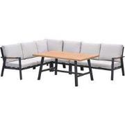 Elati lounge-dining hoekset-5-delig-c.black - sand - light teaklook