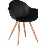 LABEL51 Eetkamerstoel Parma - Zwart - Kunststof - Naturel Houtlook Fra...