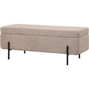 Opbergbank Taupe Bouclé - 110x45x40cm - Zithoogte 40cm - Jari