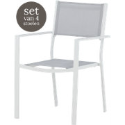 Narda aluminium tuinstoel lichtgrijs - met armleuningen - set van 4