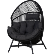 Ayla rattan tuin loungestoel zwart