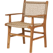 Elodie houten tuinstoel naturel met rotan - met armleuningen