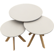 Set van 3 Luzern bijzettafels 59,5x45 cm, 45x41 cm, 39x35,5 cm