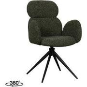 LABEL51 Eetkamerstoel Vidar - Forest - Royal Boucle - Zwart Metalen Fr...