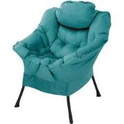 Relaxfauteuil met armleuningen en dik hoofdkussen en metalen frame Lou...