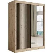 Meubella - Kledingkast Lisbon 2 - Eiken - 150 cm - Met spiegel