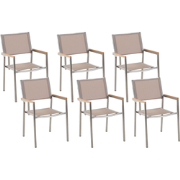 GROSSETO  - Tuinstoel set van 6 - Zandbeige - Polyester