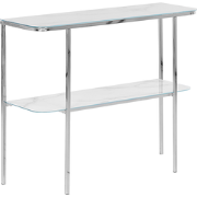 CALVERT - Consoletafel - Wit/Zilver - Veiligheidsglas