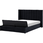 NOYERS - Bed met opbergruimte - Zwart - 180 x 200 cm - Fluweel