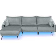 VARDE - Hoekbank 3-zits LED - Grijs - Rechterzijde - 245 cm - Fluweel