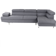 NORREA - Hoekbank - Grijs - Linkerzijde - 260 cm - Polyester