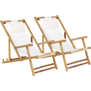 ATRANI  - Strandstoel set van 2 - Gebroken wit - Bamboehout