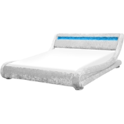AVIGNON - Futon tweepersoonsbed LED - Zilver - 180 x 200 cm - Fluweel