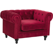 CHESTERFIELD - Chesterfield fauteuil - Donkerrood - Fluweel