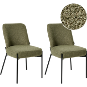 MALIN - Eetkamerstoel set van 2 - Donkergroen - Bouclé