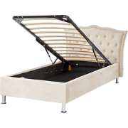 METZ - Bed met opbergruimte - Beige - 90 x 200 cm - Fluweel