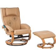 MAJESTIC - Massagefauteuil met hocker - Lichtbruin - Kunstleer